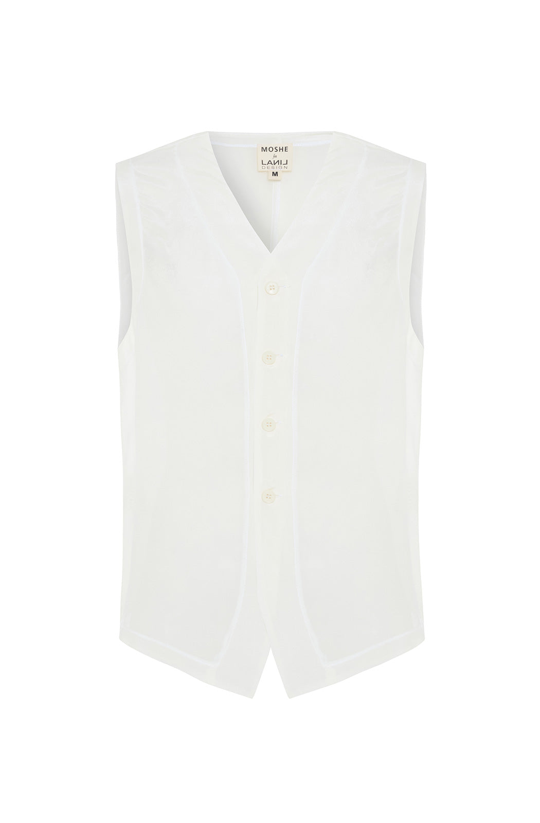 MOSHE X LANIL DESIGN - White Silk Sleeveless Shirt