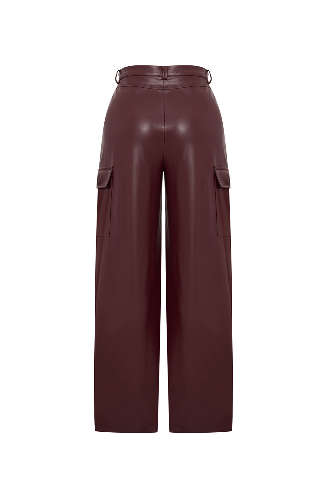 SOHO - Burgundy Vegan Leather Cargo Trousers