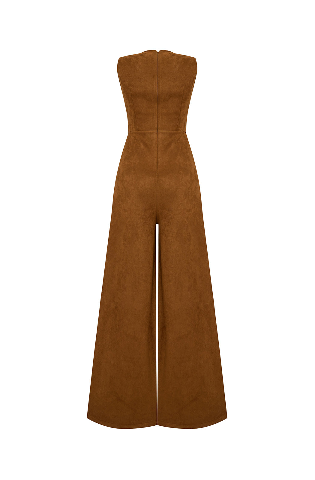 TRAFALGAR - Brown Vegan Suede Jumpsuit