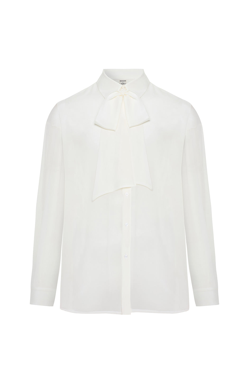 MOSHE X LANIL DESIGN - White Silk Blouse with Scarf Detail