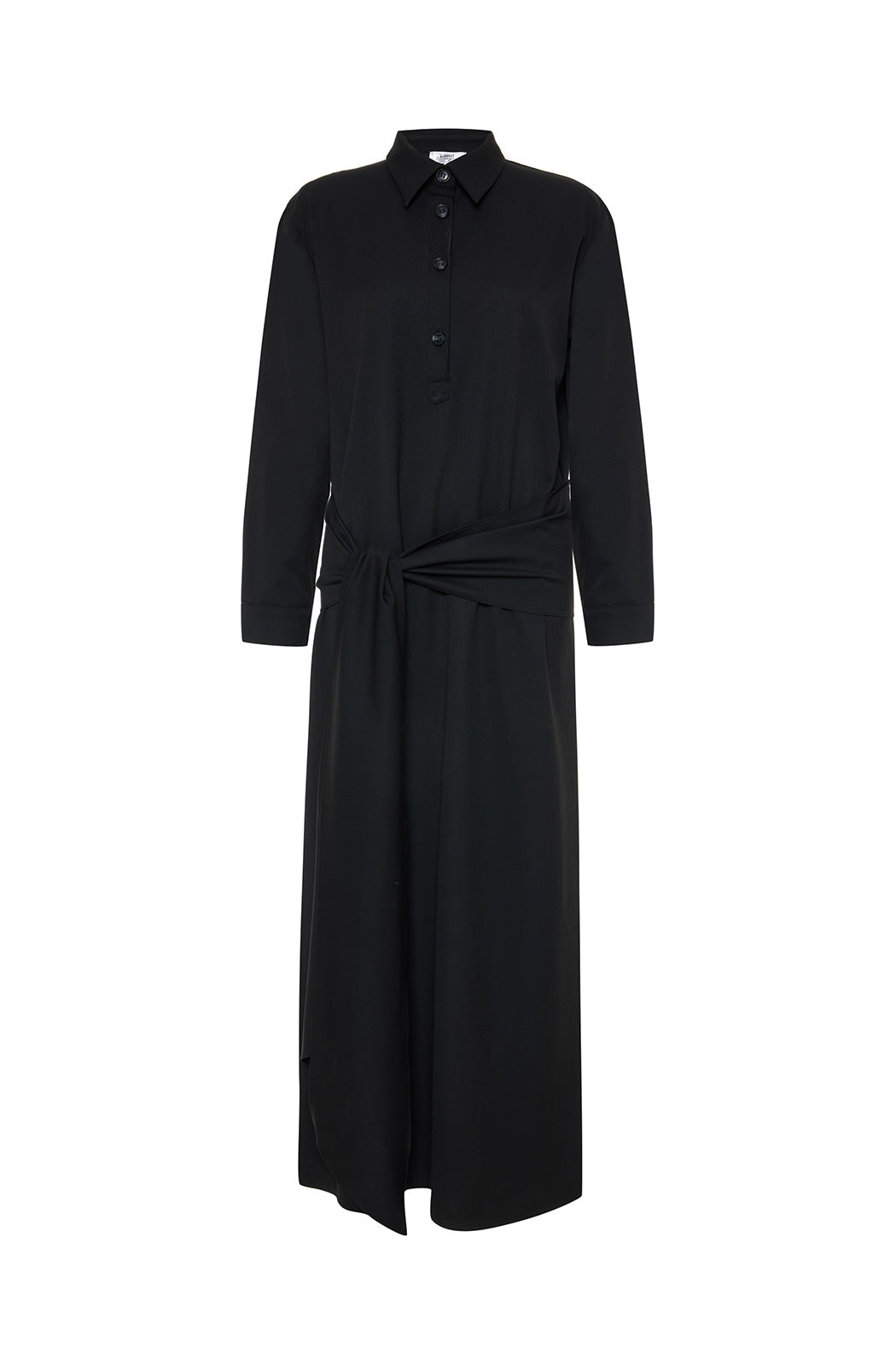 VELORIA - Black Deep Slit Shirt Dress