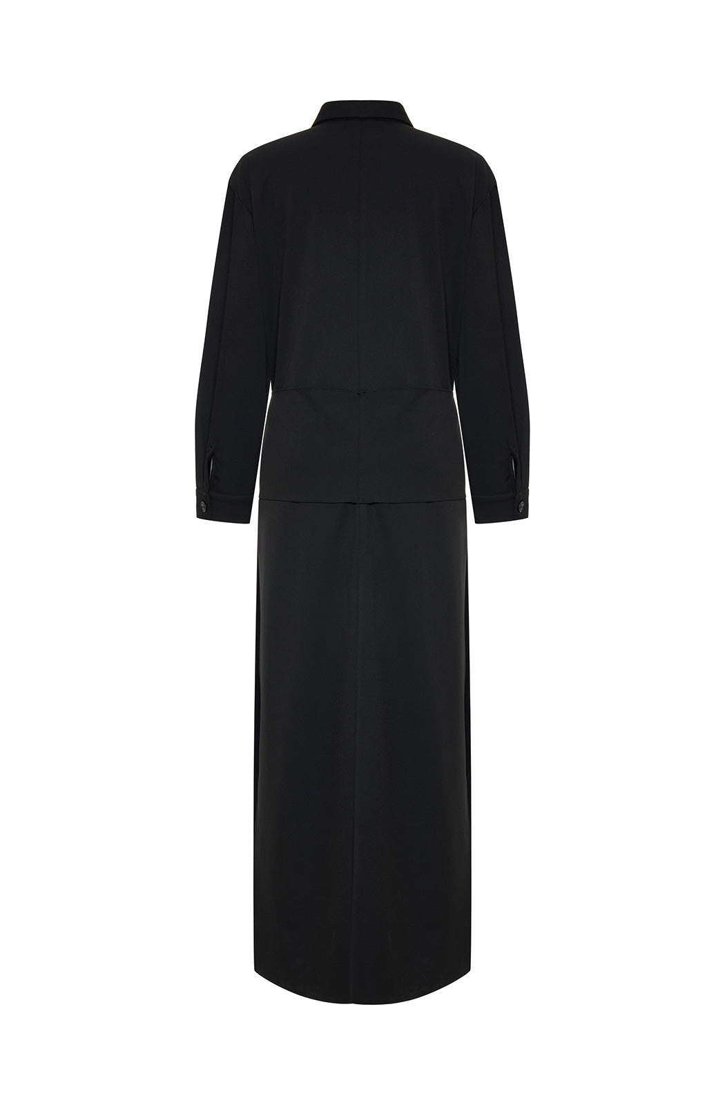 VELORIA - Black Deep Slit Shirt Dress