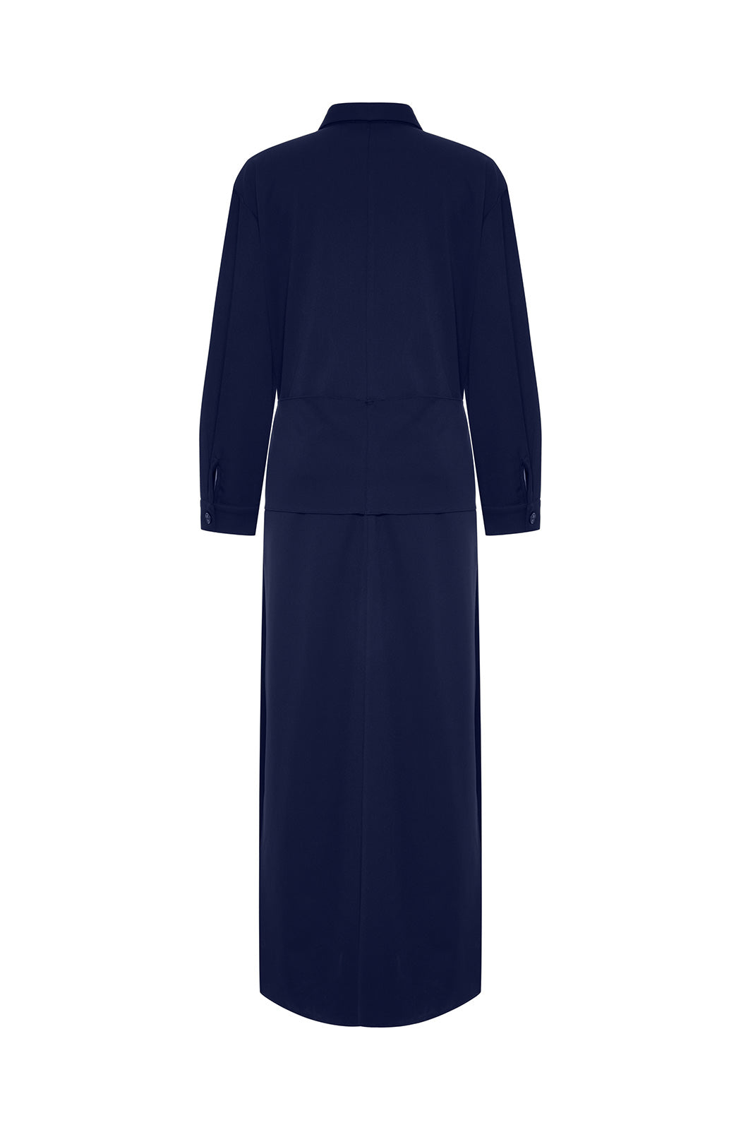 VELORIA - Navy Deep Slit Shirt Dress